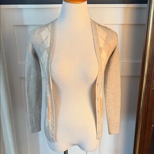 💕J. Crew CASHMERE Soft Gray and Cream Cardigan